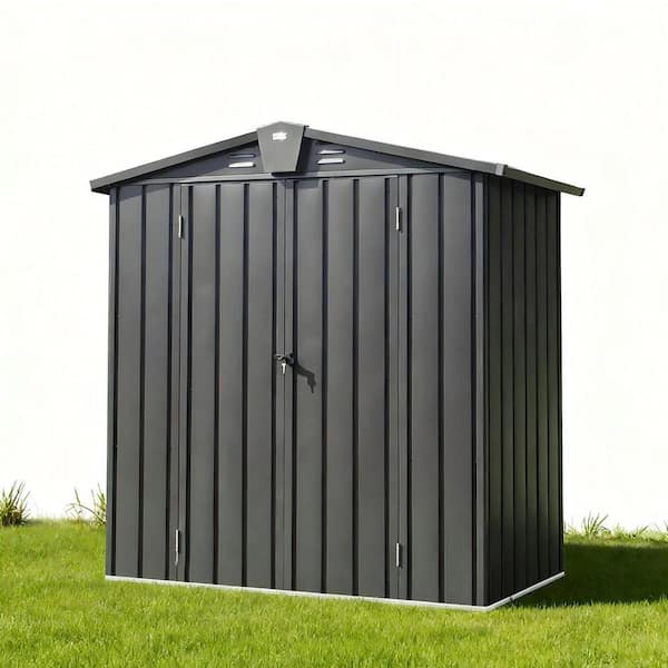 5.7 ft. W x 3 ft. D Metal Dark Gray Outdoor Storage Shed with