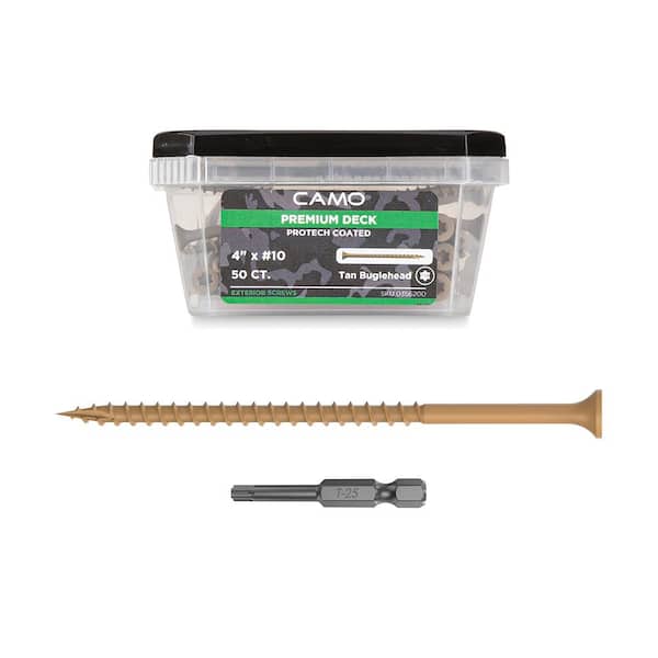CAMO 4 in. #10 Tan Star Drive Exterior Bugle Head Wood Deck Screws (50-Count)
