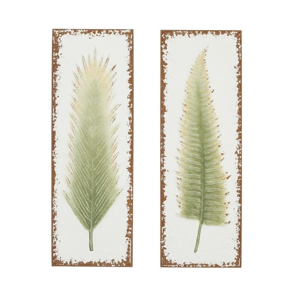 Litton Lane Metal Gold Floral Wall Decor with Gold Frame (Set of 2)