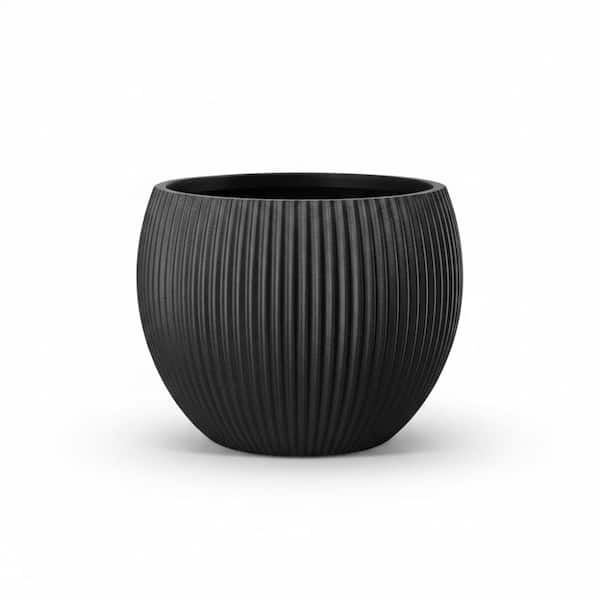 14.5 Inch Black Large Plastic Planters with Drainage, Indoor Outdoor Flower Plant Pots
