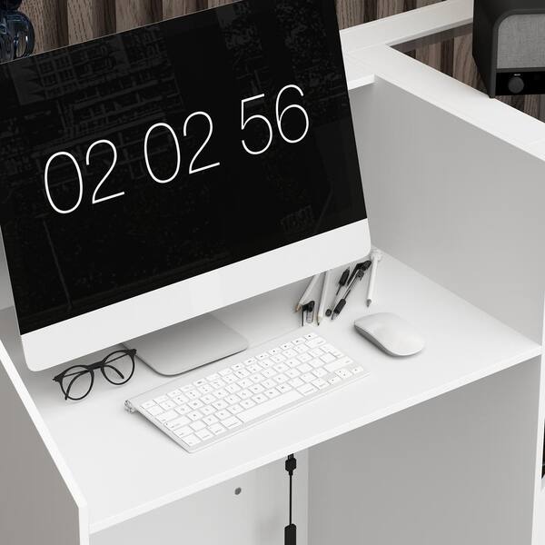 FUFU&GAGA 47.2 in. W L-Shape White Wooden Corner Computer
