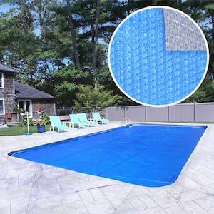 Deluxe 5-Year 16 ft. x 32 ft. Rectangular Blue/Silver Solar Pool Cover