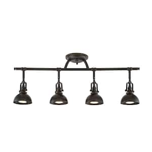 Broadway 50-Watt 4-Light Bronze Industrial Track Light with Oil Rubbed Bronze Shade, No Bulb Included