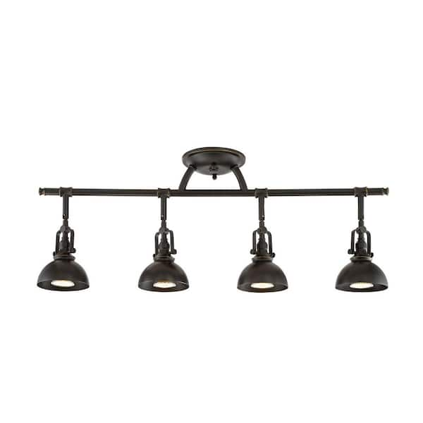 Broadway 50-Watt 4-Light Bronze Industrial Track Light with Oil Rubbed Bronze Shade, No Bulb Included