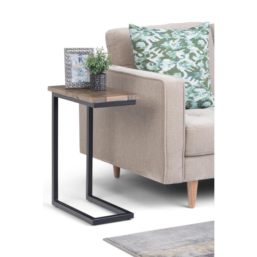Skyler Beach Brown Wood and Metal Rectangular Side Table