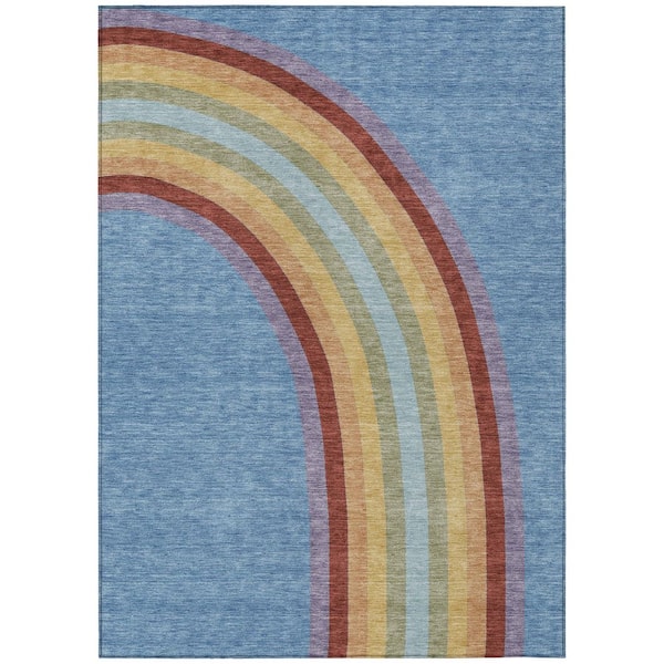 Chantille Machine Washable Indoor/Outdoor Abstract ACN3053 Denim 10 ft. x 14 ft. Area Rug