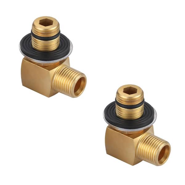 3/8 in. Male x 1/2 in. Female Connector Adapter, 90° 1/2 NPT Brass Elbow Adapter Fitting(2 Pieces)