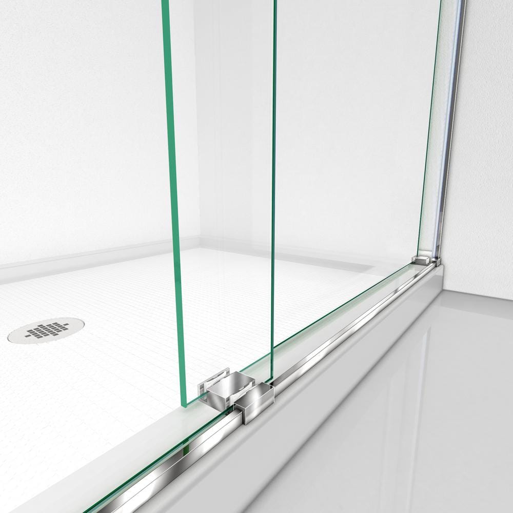 Chrome Frameless Clear Glass Sliding Shower Door, 56-60 in. W x 76 in. H