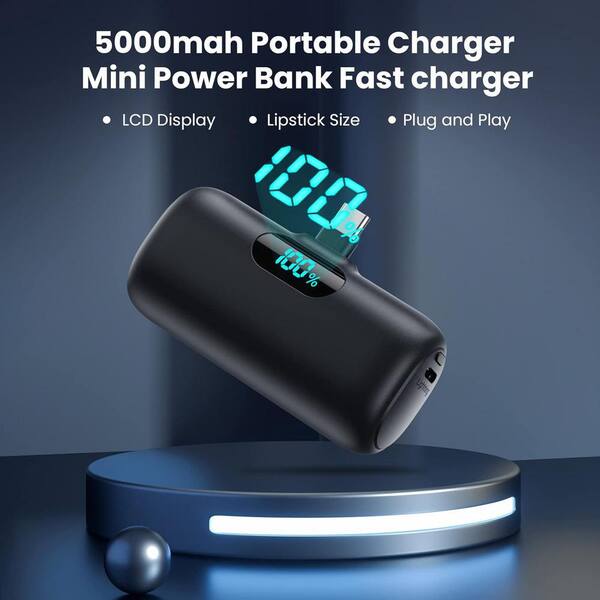 Yichuhaoxi Mini Portable Charger 5000mAh Power Bank, 3A PD USB C Cell Phone Portable Power, LCD Display Battery Pack