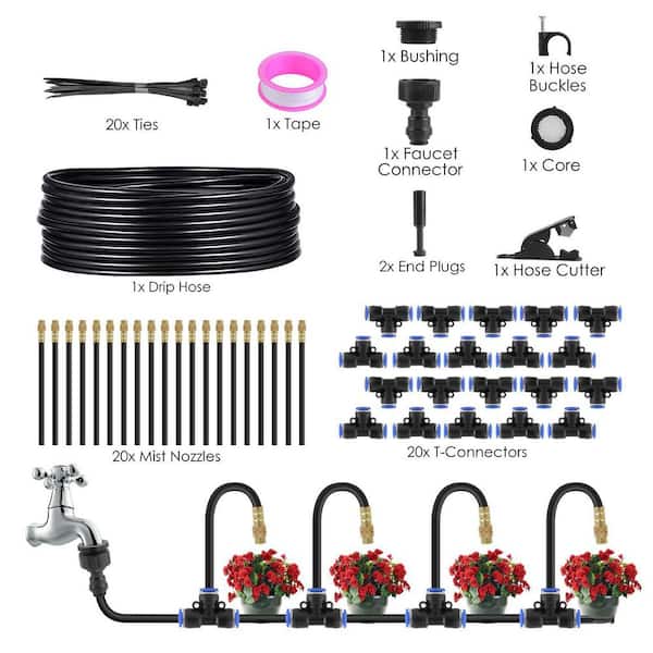 49FT 360° Bendable Drip Irrigation System-Automatic Watering Kit for Garden