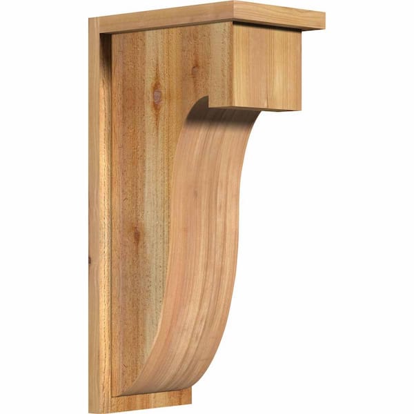 Ekena Millwork 8 in. x 12 in. x 24 in. Western Red Cedar Del Monte Rough Sawn Corbel with Backplate