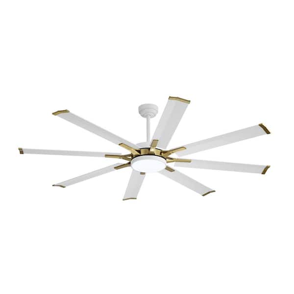 MLiAN 72 in. (6 ft.) Indoor Aluminum Blades Ceiling Fan with Integrated LED, White and Gold