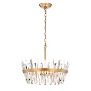 Doris 18.5" in diameter Glossy Brass 6-Light Glam Crystal Glass Prism Round Chandelier