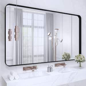 60 in. W x 36 in. H Large Rectangular Framed Wall Mounted Bathroom Vanity Mirror in Black