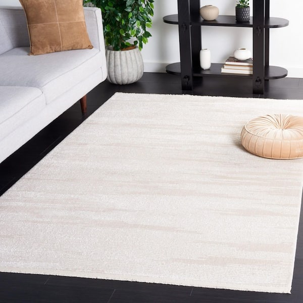 Whisper 7 ft. x 7 ft. Ivory/Beige Marble Monochrome Square Area Rug