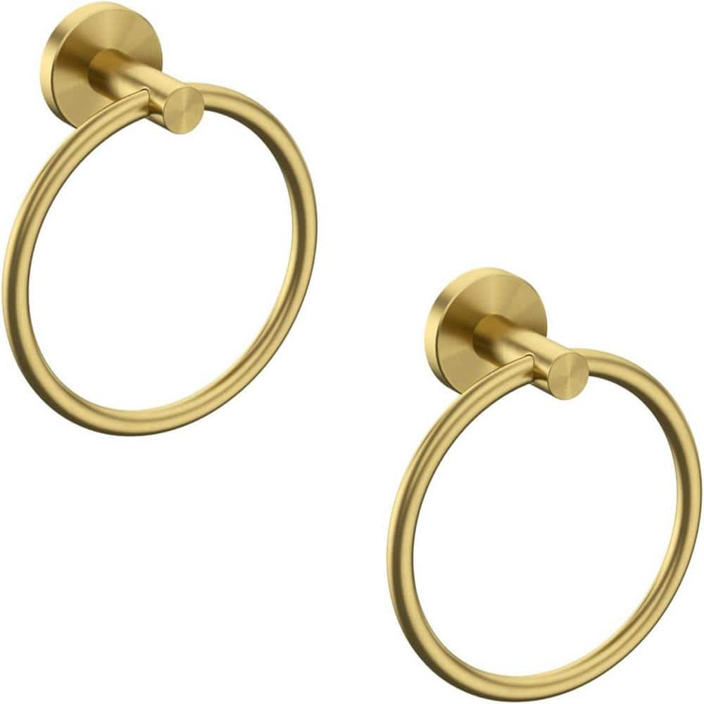 Brushed Gold Stainless Steel Wall Mounted Towel Ring Set
