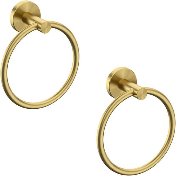 YASINU Wall Mounted Towel Ring 2 Pack in Brushed Gold