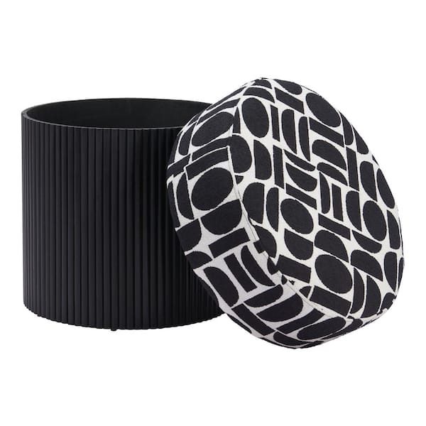 ZUO Black Storage Polyester Ottoman 110181 - The Home Depot
