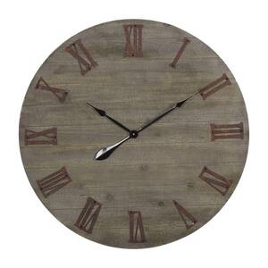 32in. Brown Roman Numerals Wall-Mounted Round Clocks