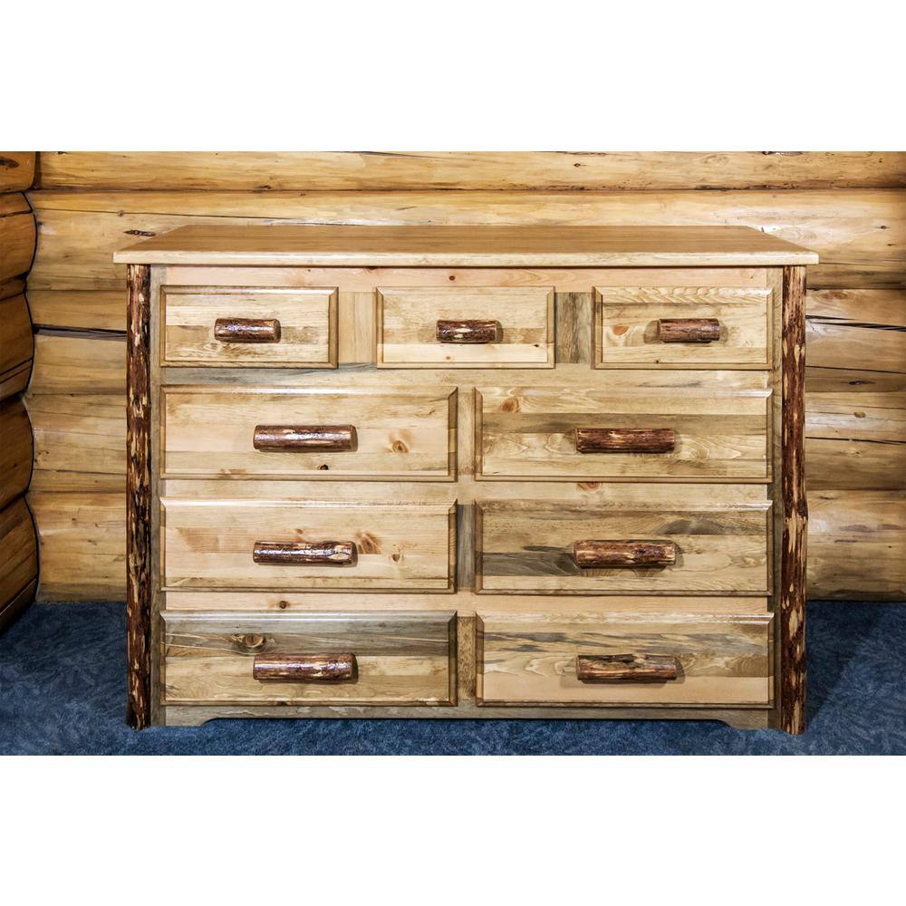 Rustic Pine 9-Drawer Solid Wood Dresser with Soft Close