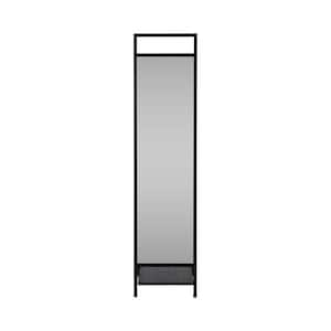 Black 15 in. x 63 in. Rectangle Metal With Hooks Full Length Mirror