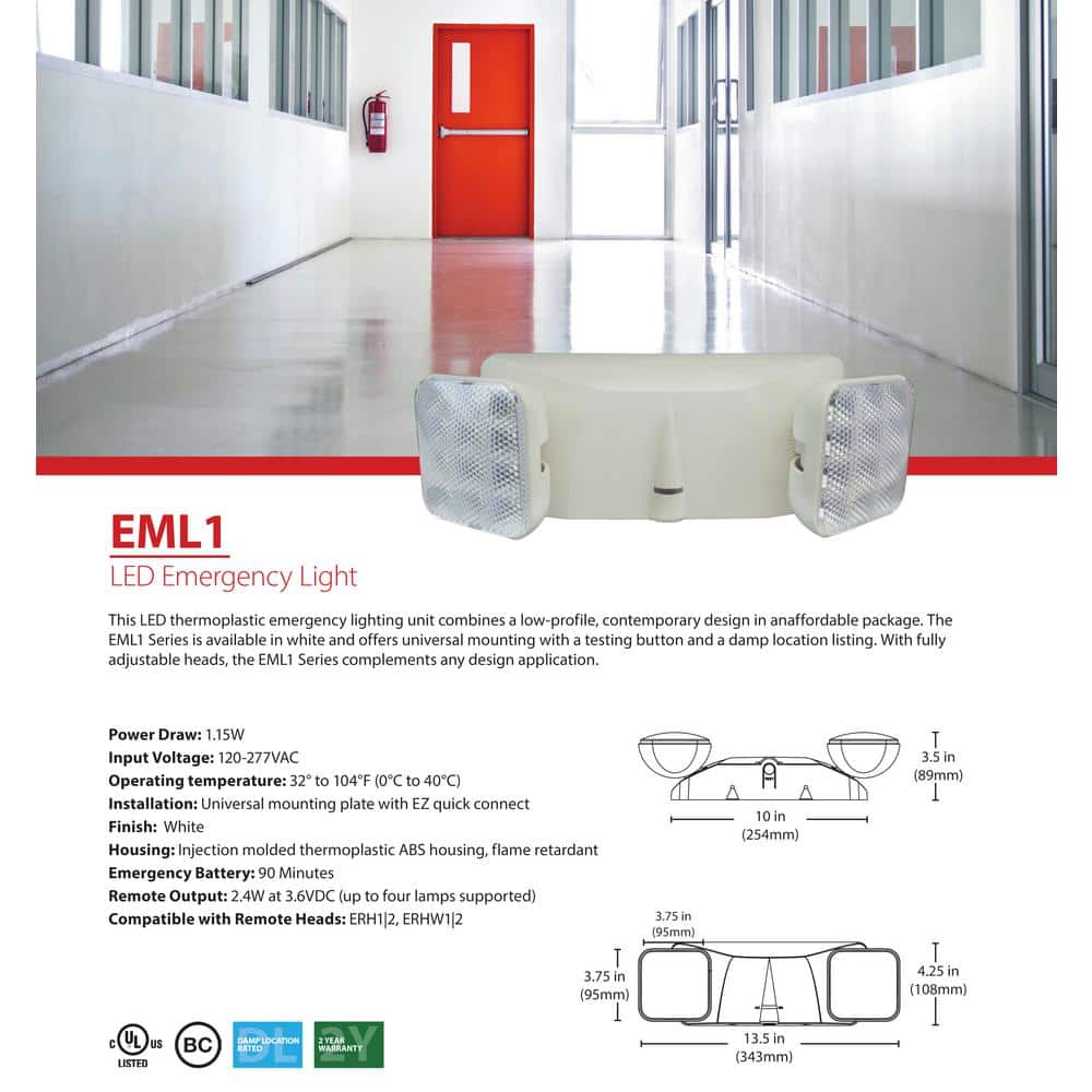 NICOR Adjustable White LED Emergency Light Fixture