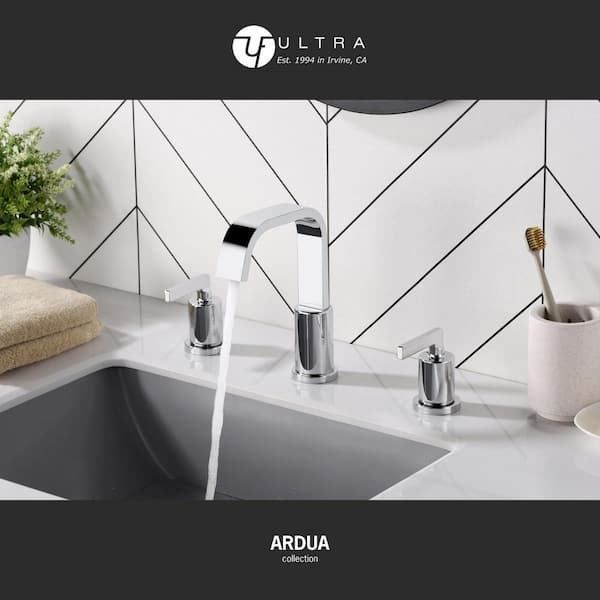 Ardua 8 in. Widespread Double Handle Lavatory Bathroom Sink Faucet with Drain Assembly in Chrome Polished