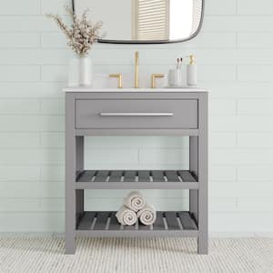Cleveland 30 in. Bathroom Vanity, Gray with Silver Towel Rack