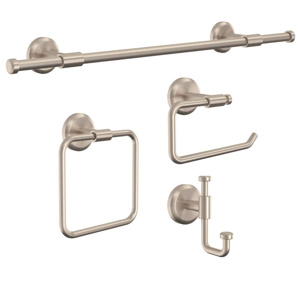 Spotshield Brushed Nickel Rectangular Wall Mounted Towel Ring