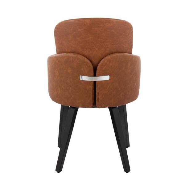 Lumisource Dahlia Camel Faux Leather, Black Wood and Chrome Metal