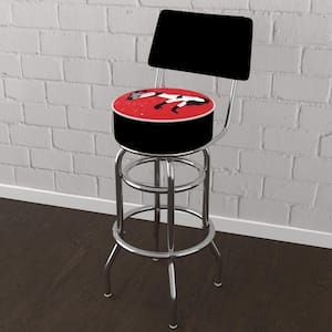 Shadow Babes B Series 31 in. Red Low Back Metal Bar Stool with Vinyl Seat