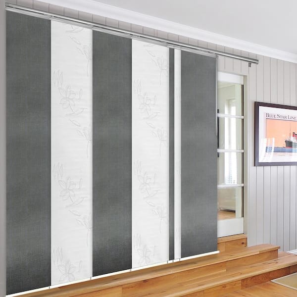EMOH Heathered Rose 110 in. - 153 in. W x 94 in. L Adjustable 7- Panel White Single Rail Panel Track with 23.5 in. Slates