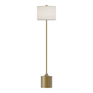 Issa 61 in. 1-Light 60-Watt Brushed Gold/Ivory Linen Modern Floor Lamp