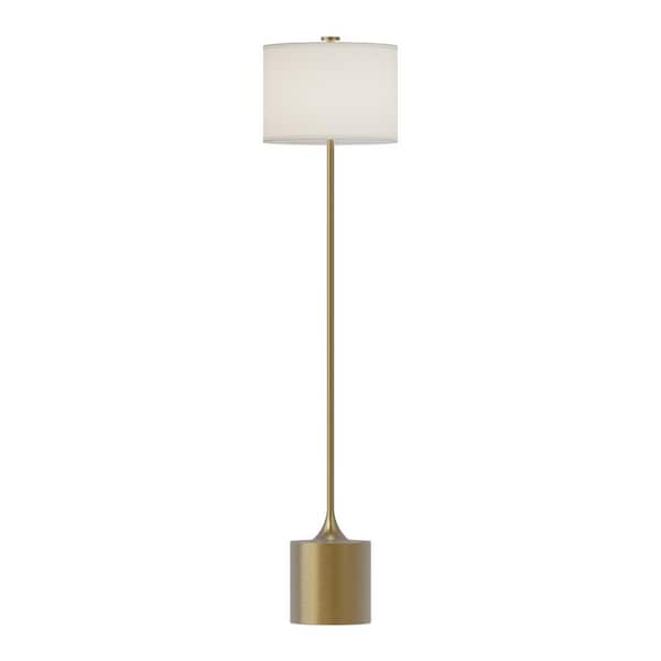Alora Mood Issa 61 in. 1-Light 60-Watt Brushed Gold/Ivory Linen Modern Floor Lamp