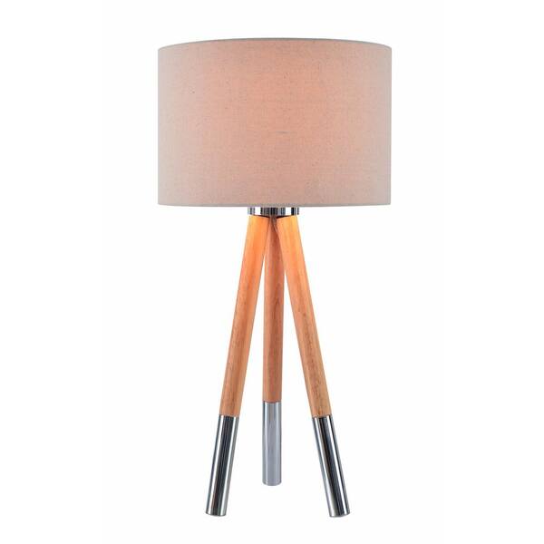 Kenroy Home Jordon 27 in. Wood Table Lamp with Cream Tapered Shade