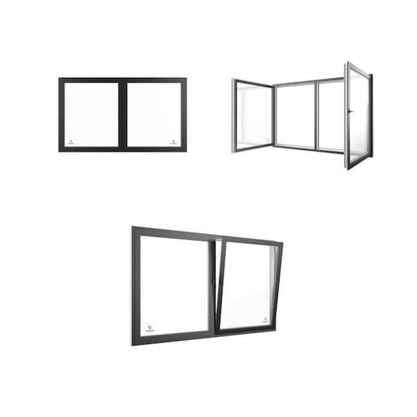 72 x 60 in. Tilt & Turn 3-Pane-Low-EGlass Vinyl-Double Sash Window L/R Handling-Replacement New Construction White/Black