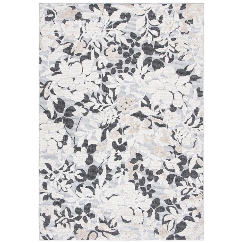 Ivory Floral Bliss 36" Easy-Care Synthetic Rectangular Rug