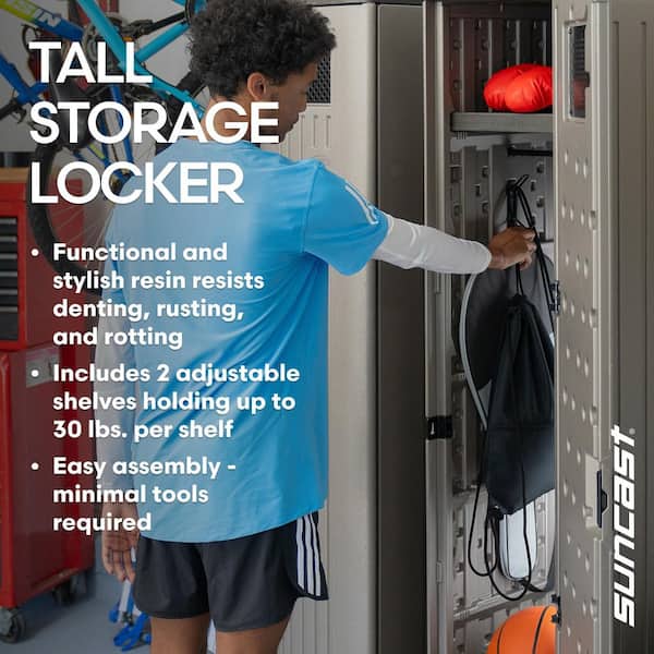 Suncast 72 in. X 15 in. X 20 in 2-Shelf Resin Tall Storage Locker Suncast 72 in. X 15 in. X 20 in 2-Shelf Resin Tall Storage Locker