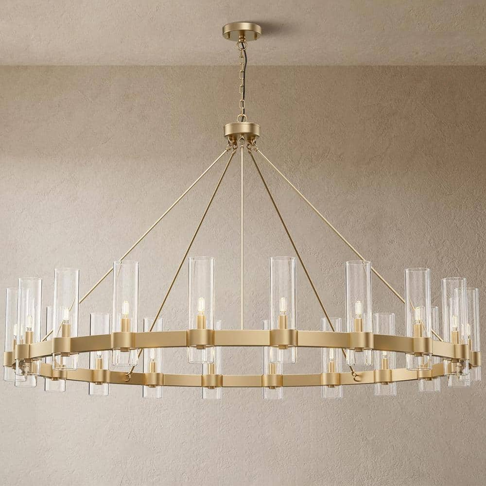 Reviews for YUYI Modern Chandelier 60 in. 20-Light Gold Wagon Wheel ...