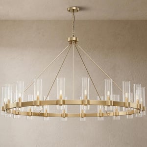 Modern Chandelier 60 in. 20-Light Gold Wagon Wheel Chandelier for Dinning Room, Kitchen Island, Foyer, Bedroom