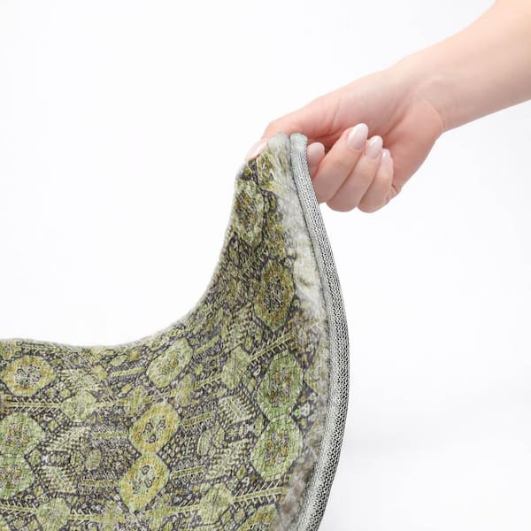 Dream Shag Premium Machine Washable Abstract ADS574 Green 2 ft. x 7 ft. Runner Rug