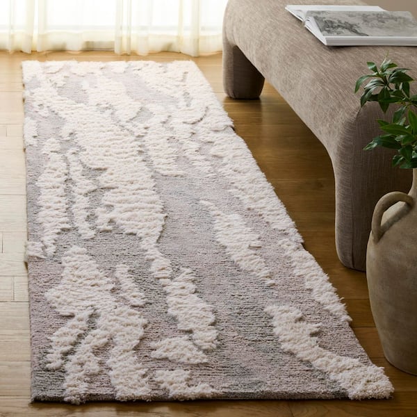 Casablanca 2 ft. x 8 ft. Gray/Ivory Abstract Floral Runner Rug