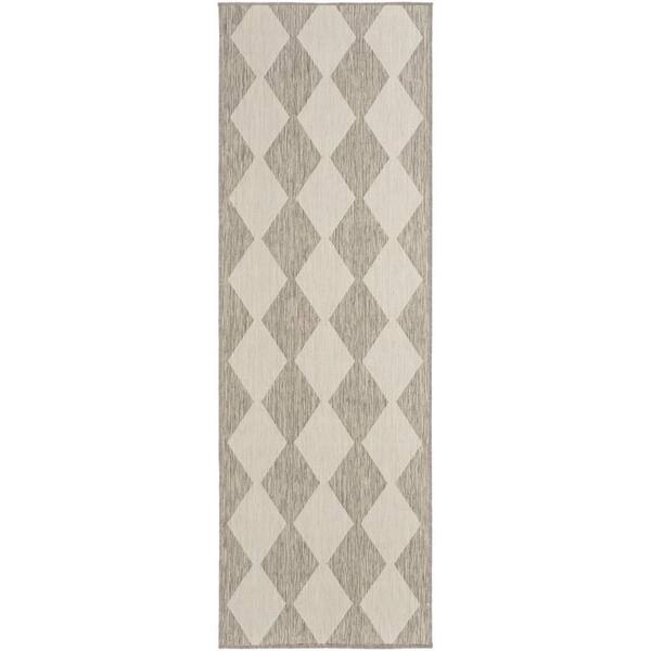 Positano Light Grey 2 ft. x 10 ft. Diamond Contemporary Runner Area Rug