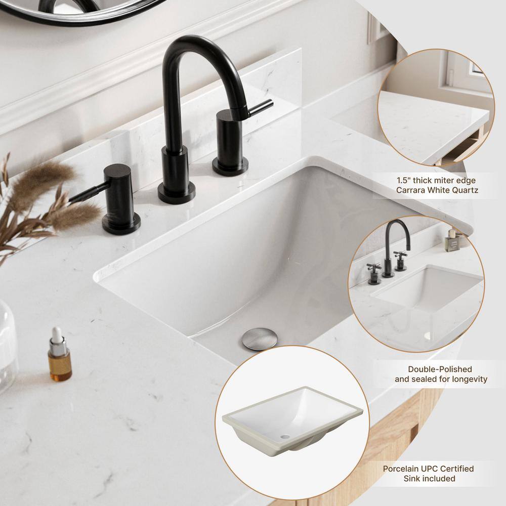 Cambridge 60.25'' Oak Single Sink Vanity with Quartz Top