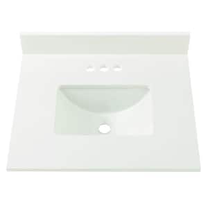 25 in. W Engineered Marble Single Sink Vanity Top in Winter White