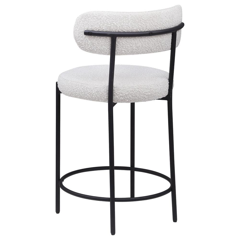 Viola Cream Boucle Upholstered Counter Stools with Black Metal Frame