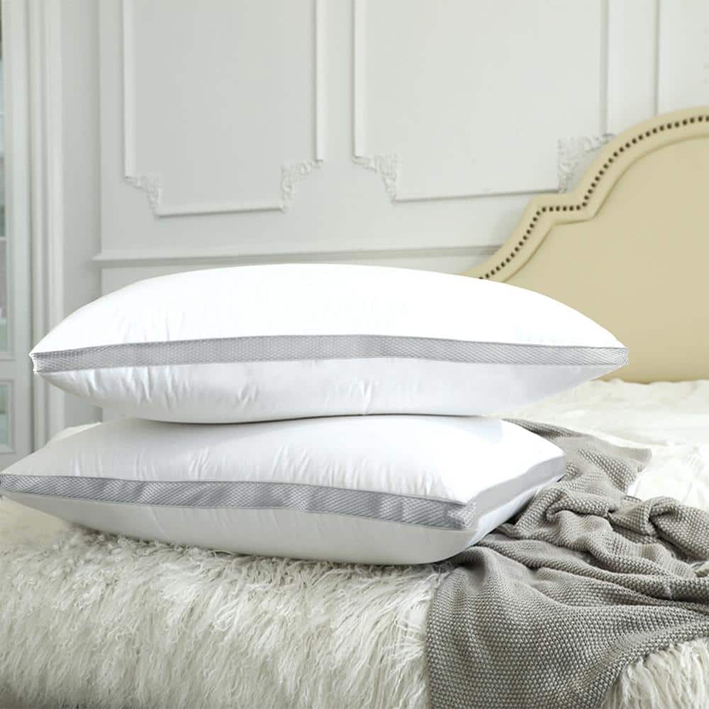 2-Pack Cotton Pillows Gusseted Pillows for Side, Stomach and Back