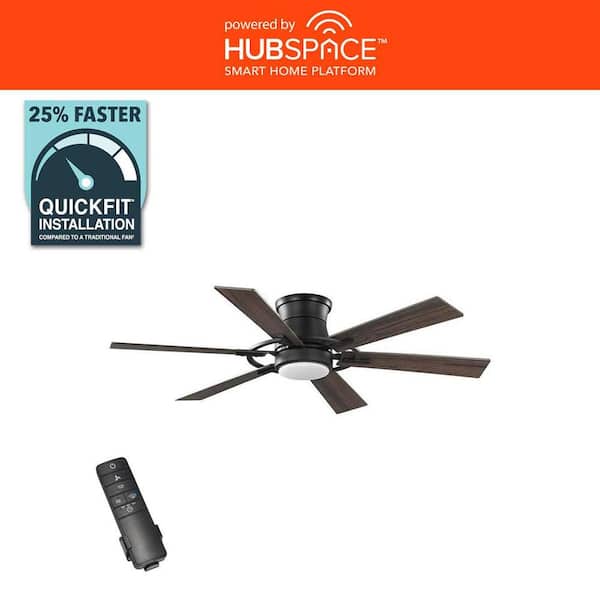 Makenna 52 in. White Color Changing Integrated Indoor LED Matte Black Ceiling Fan with Remote Powered by Hubspace