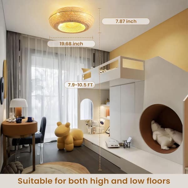 20 in. 4-Light Indoor Boho Bamboo Gold Modern Caged Ceiling Fan With Light and Remote Control 6-Speed Reversible Motor
