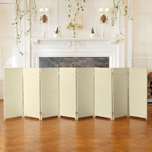 3 ft. Short Woven Fiber Folding Screen - 8 Panel - Cream